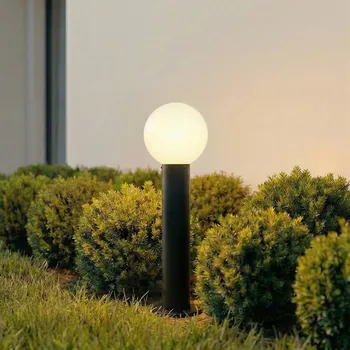 Lampička Lindby Stojací lampa Dangan, bílá, výška 60 cm, sklo, kov - Podstavec – Ø 13,5 cm, výška 2 cm; výška stínidla na lampu 21 cm bílá, černá 1 x 15 W LED - Doprava zdarma