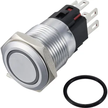 TRU COMPONENTS TC-12647532 tlačítkový spínač 250 V/AC 3 A 1x vyp/(zap) IP65 RGB s aretací Mosaz, pochromovaná 1 ks