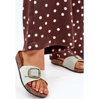 Dámské žabky Dámské pantofle WD299 Zelená s hnědou - Lavie zeleno-hnědá 38