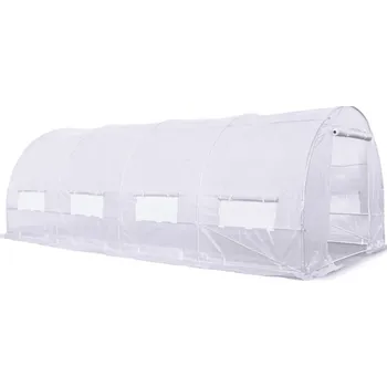 Skleník Focus Garden zahradní foliovník﻿ 3x6x2m - 18m2 4 sekce bílý DVOJITÉ DVEŘE