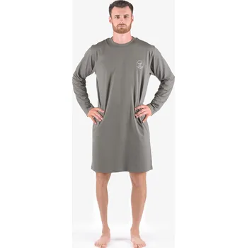 Pánská noční košile GINA 79181P Košile noční pánská dlouhý rukáv Barva: Šedá-Bílá, Velikost: XL/XXL