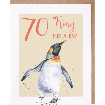 Narozeninové přání "70 King For a Day" - Tučňák