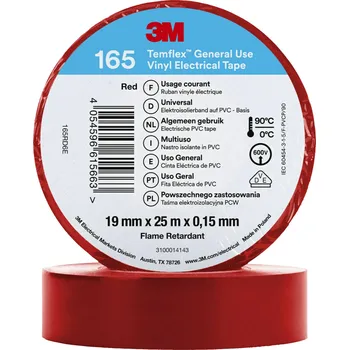 Izolační páska 3M Temflex(TM) 165 165RD6E izolační páska Temflex(TM) 165 červená (d x š) 25 m x 19 mm 1 ks