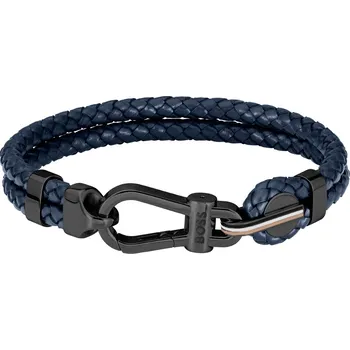 Náramek Stylový dvojitý náramek z tmavě modré kůže 1580701 Hugo Boss / Délka: 19 cm