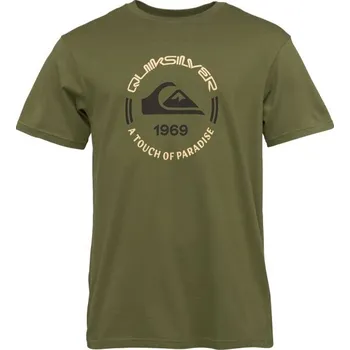 Pánské tričko Pánské triko Quiksilver CIRCLE LOGO SS M Khaki, Černá, Bílá