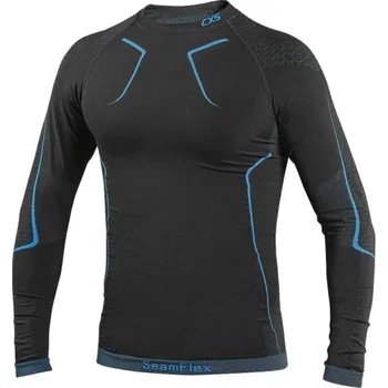 Pánské tričko CANIS Funkční pánské triko s dlouhým rukávem CXS SeamFlex, černo-modré, Barva čierno-modrá, Velikost 4XL
