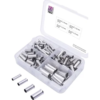 TRU COMPONENTS T1903C024 sada dutinek 4 mm², 6 mm², 10 mm², 16 mm² bez izolace stříbrná 135 ks