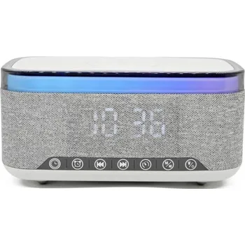 FM transmitter Denver CRQ-225 111131300080 radiobudík, FM, Bluetooth, MP3, SD, FM, AUX, bezdrátové nabíjení, funkce alarmu, šedá