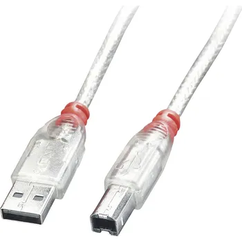 elektrický kabel LINDY USB kabel USB 2.0 USB-A zástrčka, USB-B zástrčka 0.20 m transparentní 41750