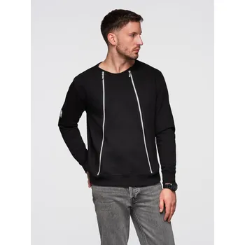 Pánská móda Pánská mikina s ozdobnými předními zipy - V1 OM-SSNZ-0187 Barva: Černá, Velikost: L