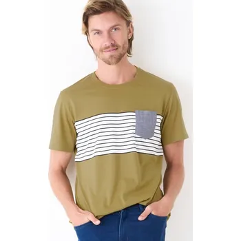 Pruhované tričko s krátkými rukávy mechová 107/116