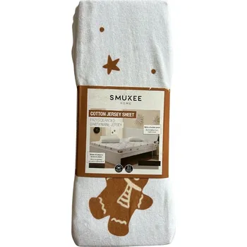 Prostěradlo Vánoční prostěradlo s gumou 200x200x25 bílé PERNÍČEK Perníčky