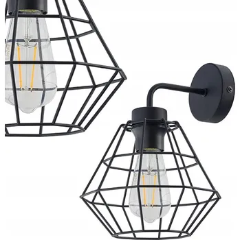 Nástěnné svítidlo TK Lighting Nástěnné svítidlo DIAMOND NEW BLACK černé s drátěným stínidlem na E27