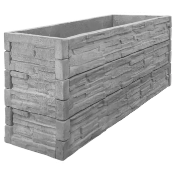 Vyvýšený záhon Betonový vyvýšený záhon - 0,5 x 2 x 0,75 m - štípaný kámen