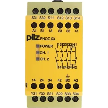 Relé e Bezpečnostní relé 4 3 3 bezpečnostní kontakty 1 pomocné kontakty 2 kanály 24 V DC, 110 V AC PNOZ X3 PNOZ X