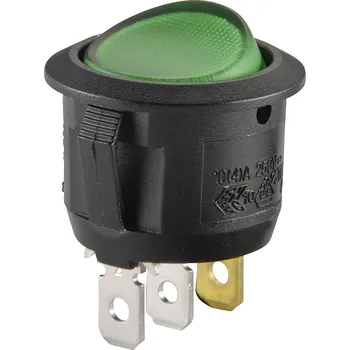 vypínač TRU COMPONENTS 700304 kolébkový spínač R13-112B B/G 200V 250 V/AC 6 A 1x vyp/zap s aretací 1 ks