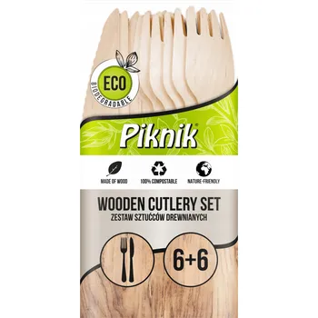 Příbor Sada dřevěných příborů ECO pro 6 osob PIKNIK