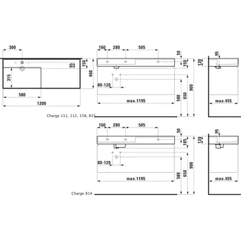 Umyvadlo Kartell LAUFEN - umyvadlo do&nbsp;nábytku, s odkládací plochou vpravo, včetně odpadního ventilu (neuzavíratelný) H898301 (H813332) Barva: Bílá, Provedení: s 1 otvorem pro baterii uprostřed a 1 otvorem na pravé straně, bez přepadu