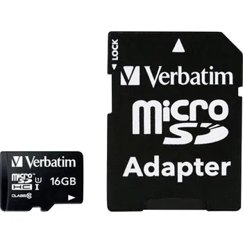 Paměťová karta Verbatim MICRO SDHC 16GB CL 10 ADAP paměťová karta microSDHC 16 GB Class 10 vč. SD adaptéru