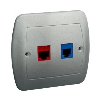 Elektrická zásuvka Internetová a telefonní zásuvka Kontakt-simon stříbrná