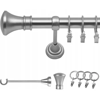Garnýž GARNÝŽ JEDNOŘADÁ 140 CM 19 MM CHROM MATNÝ MONAKO TICHÉ KROUŽKY SE ŽABKAMI