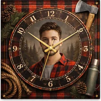 Hodiny Hodiny z vlastní fotografie – flanelová košile - 20x20 cm / Plast / Karikatura