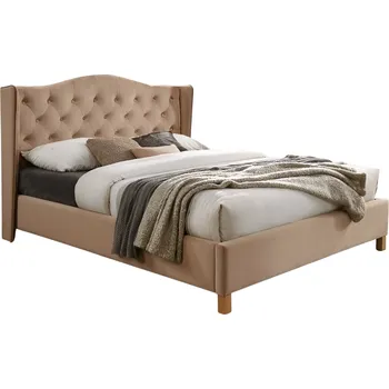 Postel Dvoulůžková čalouněná postel Aspen Velvet 160x200 béžová