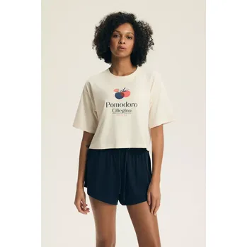 Pánské pyžamo DÁMSKÉ PYŽAMO DESSIE 43724 SS26 ECRU-GREEN 3xl