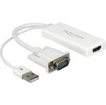 Delock 62460 VGA / USB / HDMI adaptér [1x VGA zástrčka, USB 2.0 zástrčka A - 1x HDMI zásuvka] bílá 25.00 cm