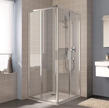 Interiérové dveře Dvoudílné posuvné dveře Plano Davos Plus E2L Levé bílé/sklo 110 x 200 cm