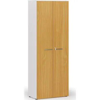 Kancelářská sestava Kancelářská skříň s dveřmi PRIMO WHITE, 800 x 420 x 2128 mm, bílá/buk