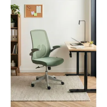 Kancelářská židle zelená síťovina otočná základna nastavitelná výška zvedací područky domácí kancelář moderní Beliani