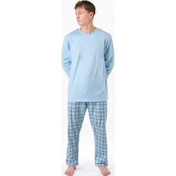 Pánská noční košile GINA 79189P Pyžamo dlouhé pánské Barva: Pomnenková-Bílá, Velikost: XL