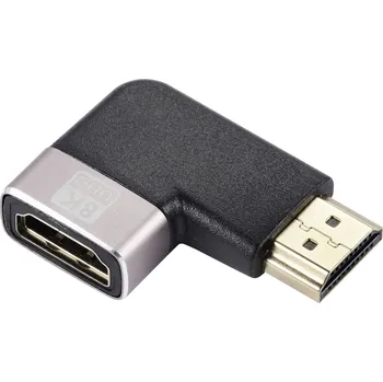 Audio kabel SpeaKa Professional SP-11302008 HDMI adaptér [1x HDMI zástrčka - 1x HDMI zásuvka] černá, stříbrná UHD 8K -at- 60 Hz, UHD 4K -at- 120 Hz 90° zatočeno doleva