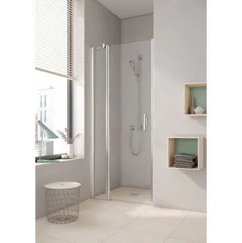 Sprchové dveře Dveře kyvné 1-křídlé s pevným polem Kermi Pega PE1GL levé stříbrná vysoký lesk, čiré ESG sklo 100 x 200 cm