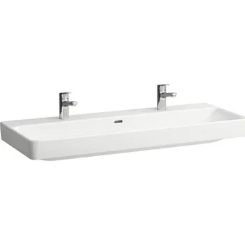 Umyvadlo Dvojité umyvadlo k zabudování do nábytku Laufen Pro S, 2 otvory pro baterii, 120 x 46,5 cm, s přepadem, bílá s LCC (Laufen Clean Coat)