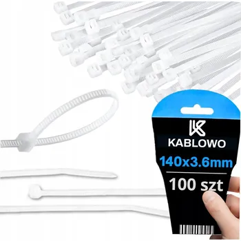 Stahovací páska 100X STAHovací PÁSKA HADICOVÁ SPONA KABELOVÁ STAHovací PÁSKA ZIP 3,6X140MM BÍLÁ NA KABELY