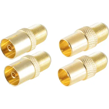 Anténní kabel Shiverpeaks BS15-301414 Sada F adaptérů na koaxiální kabel Pozlacený Připojení kabelu: IEC zásuvka na koaxiální kabel, F zástrčka, IEC konektor na koaxiální