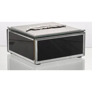 Šperkovnice Šperkovnice na bižuterii skleněná černá pírko 12 cm