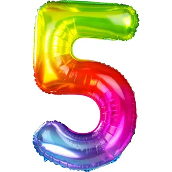 Balónek DUHOVÝ BALÓN 100 cm NAROZENINY ČÍSLO ČÍSLICE 5
