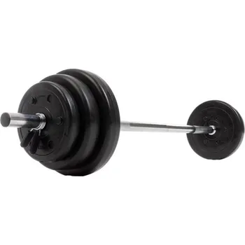 Levná obouruční posilovací činka 20 kg nakládací s tichými oplastovanými kotouči