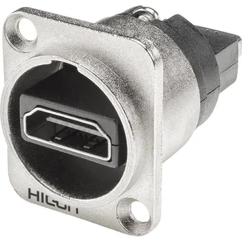 Elektrická zásuvka Hicon HI-HDHD-FFDN HDMI konektor přírubová zásuvka, rovná Pólů: 19 stříbrná 1 ks