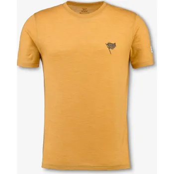 SIMOND Pánské tričko na trek s krátkým rukávem z merino vlny Merino Fresh 2XL KAŠTANOVÁ|ŽLUTÁ