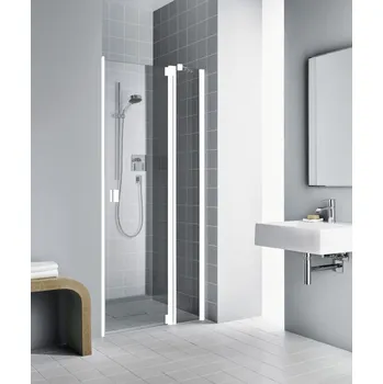 Sprchové dveře Dveře kyvné 1-křídlé s pevným polem Kermi Raya RA1GR pravé bílé, čiré ESG sklo 100 x 200 cm