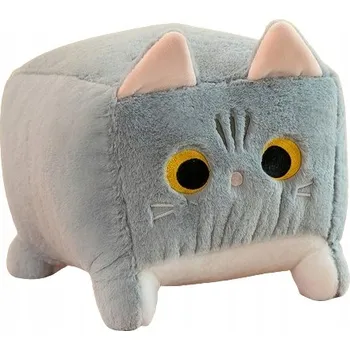 plyšák PLYŠÁK ČTVERCOVÁ POLŠTÁŘ PLYŠOVÝ MAZLÍČEK PŘÍTULNÍČEK KOČKA KOTĚ POPELAVÁ 25 cm