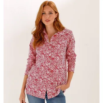 Tunikové tričko s potiskem a dlouhými rukávy bílá/malinová 50