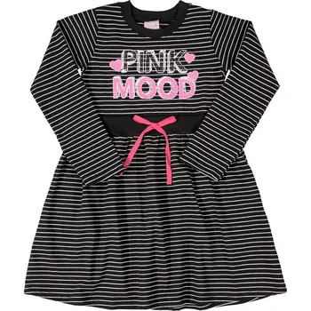 Dívčí šaty Dívčí pink společenské šaty Quimby s černými pruhy, vel. 152
