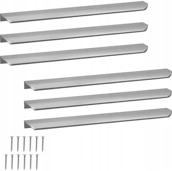 Nábytkové kování Nábytková Úchytka Hranová Moderní Hliníková Stříbrná 340 mm 6 kusů