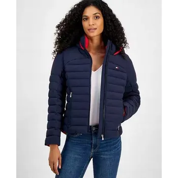 Tommy Hilfiger dámská zimní bunda Hooded Long-Sleeve modrá M