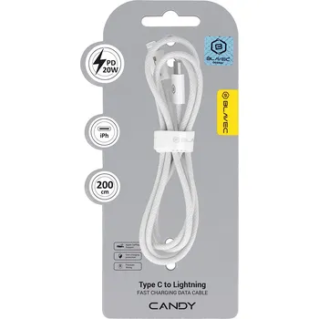 Datový kabel Blavec Candy Braided USB-C - Lightning PD 20W 2,4A 2m (CCA-CL24W20) bílý